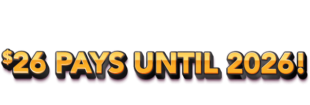 Your coupon is on its way to your inbox! $26 pays until 2025! Check your email for your coupon.